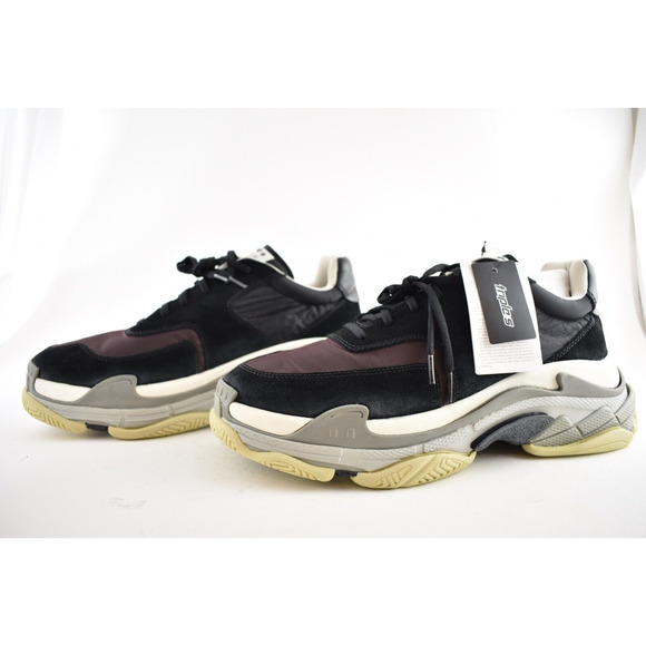 Balenciaga Triple S Mens V2 Black Burgundy Nylon Speed Trainer Sneaker 45 US 12 - Picture 7 of 9
